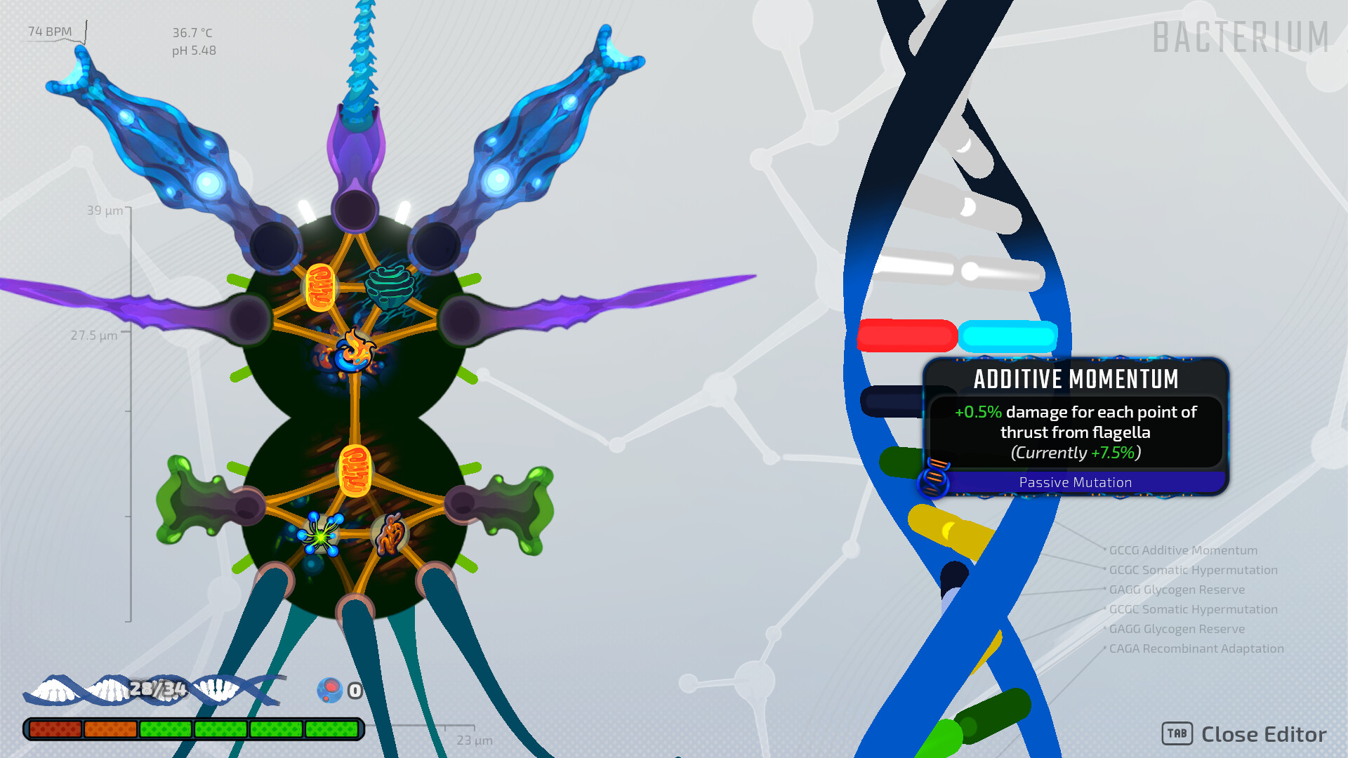 Pathogenic organelle grafting screen showing traits and slots